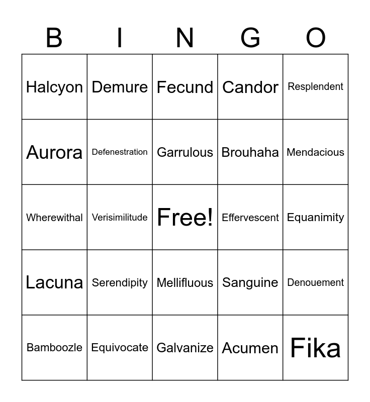 CFS BINGO Card