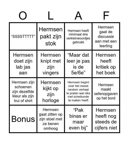 Hermsen Bingo Card
