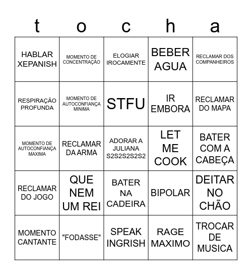Bingo da JU liana Bingo Card