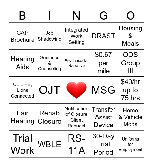 TAGM Bingo Card