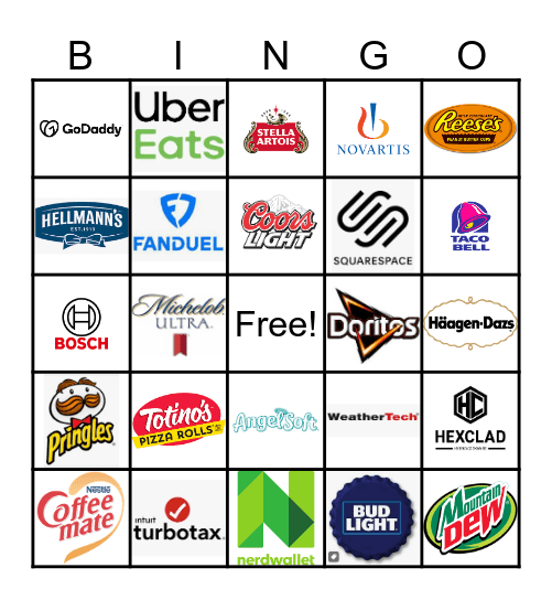 2025 SB Commercials Bingo Card