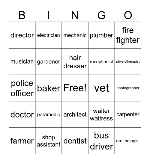 Jobs Bingo Card