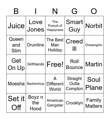 Black Movie Bingo Card