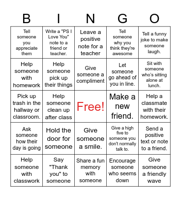 PS. I LOVE YOU DAY Bingo Card