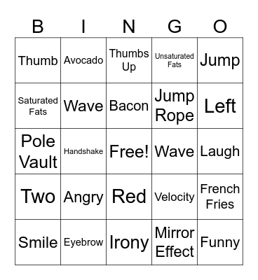 Physical Education Bingo Card