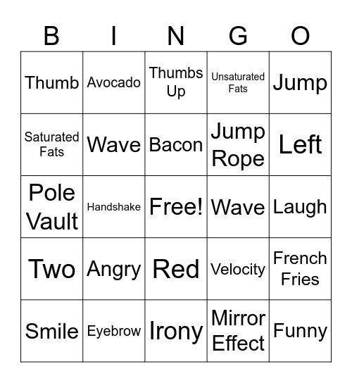 Physical Education Bingo Card