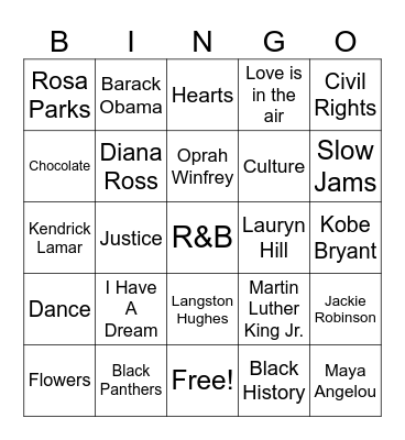 LOVE OF BLACK HISTORY Bingo Card