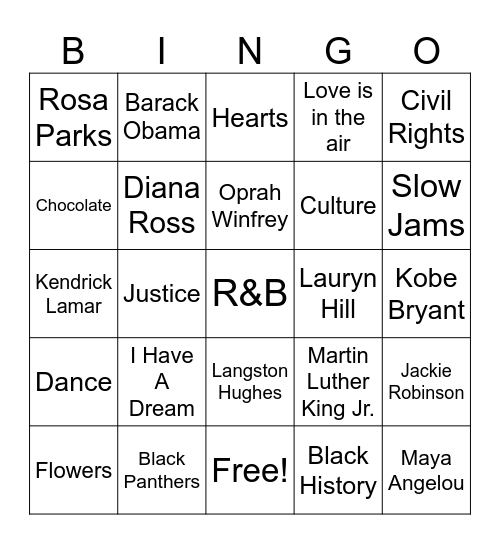 LOVE OF BLACK HISTORY Bingo Card