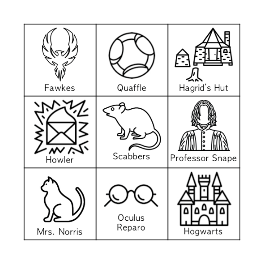 Harry Potter and the Chamber of Secrets Bingo Card