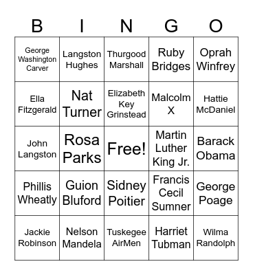 Who Am I? Black History Month Bingo Card