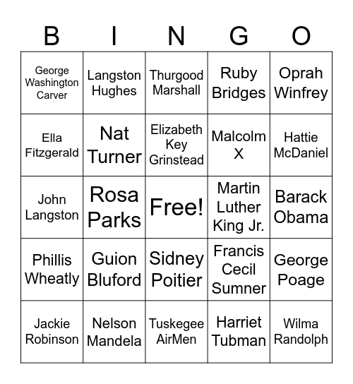 Who Am I? Black History Month Bingo Card