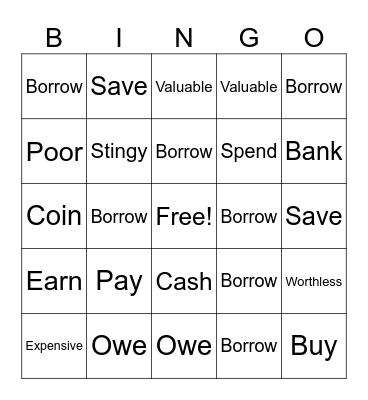 Money bingo Card