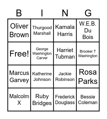 Black History Month Bingo Card