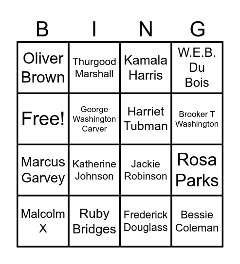 Black History Month Bingo Card