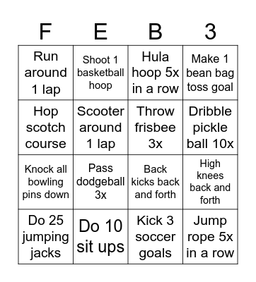 GYM BINGO Card