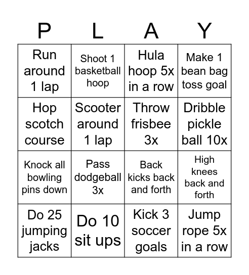 GYM BINGO Card