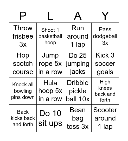 GYM BINGO Card
