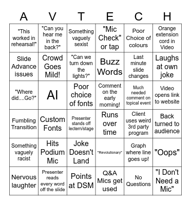 AV Tech Bingo Card