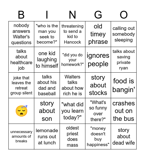 DCC Retreat Bingo Card Bingo Card