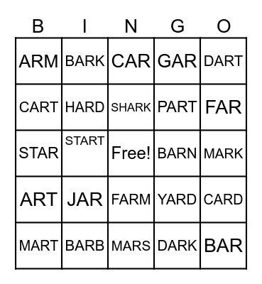 AR Bingo Card