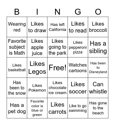 Get To Know You! Bingo Card