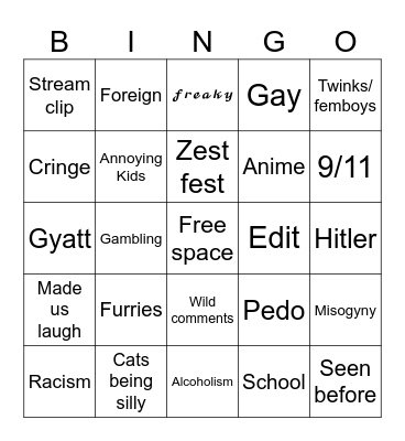 Reels Bingo Card