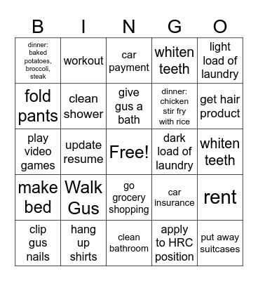 February 3-7 Bingo Card