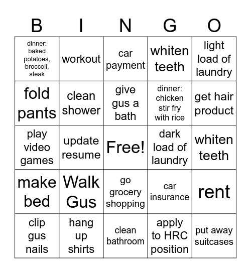 February 3-7 Bingo Card