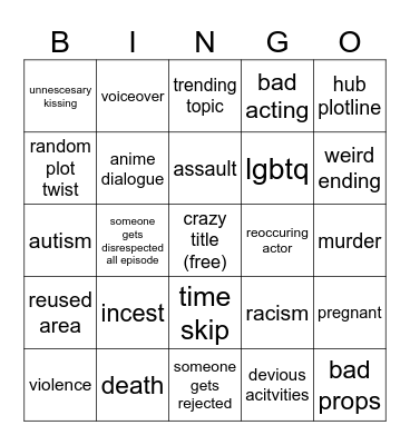 Tommorow's Teachings BINGO Card