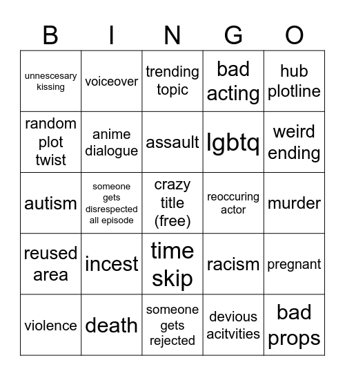 Tommorow's Teachings BINGO Card