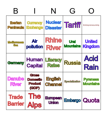 SS6E9: Describe factors that influence economic growth Bingo Card