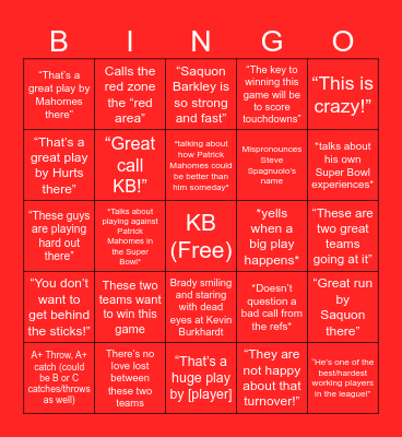 Tom Brady Bingo! Bingo Card