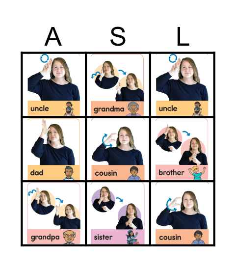 ASL CB Family Bingo Card