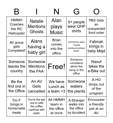 SD Office Bingo Card