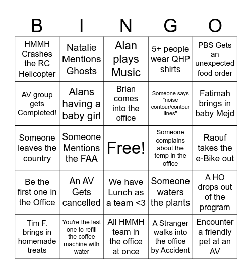 SD Office Bingo Card