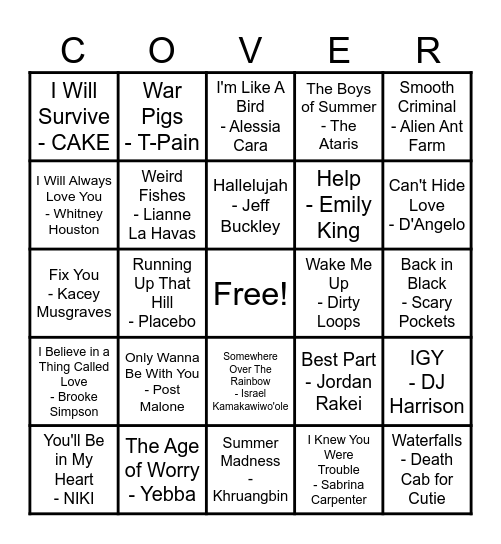 Covers Vol. 1 Bingo Card