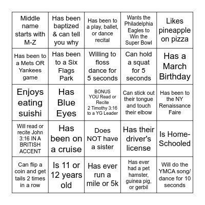 Human Bingo - February, 2025 Bingo Card