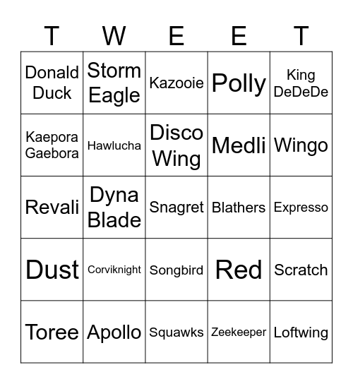 Imp Videogame Birds [Round 2] Bingo Card