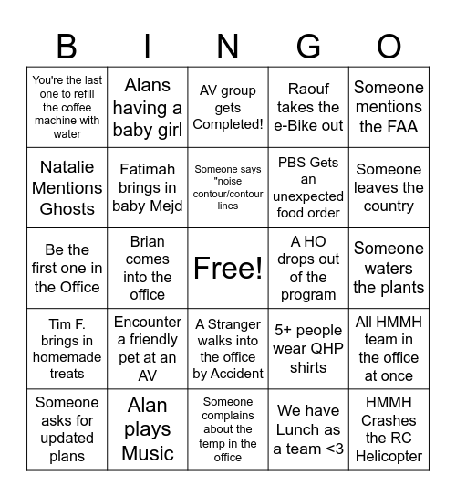 SD Office Bingo Card