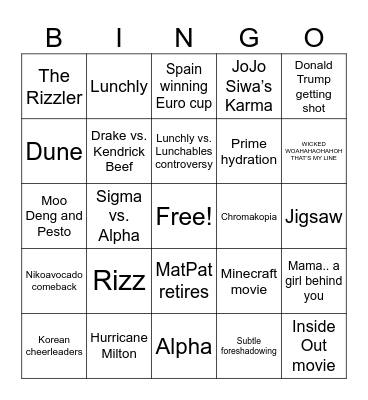 2024 Bingo Card