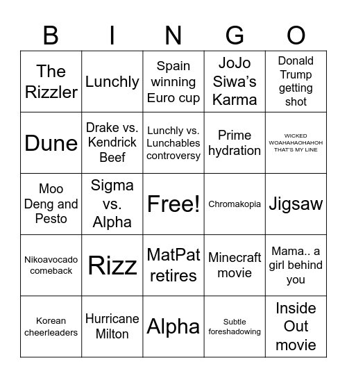 2024 Bingo Card