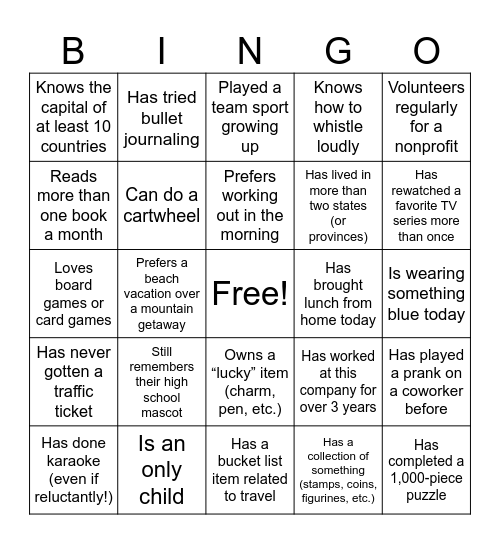 KMPI Ice Breaker BINGO! Bingo Card