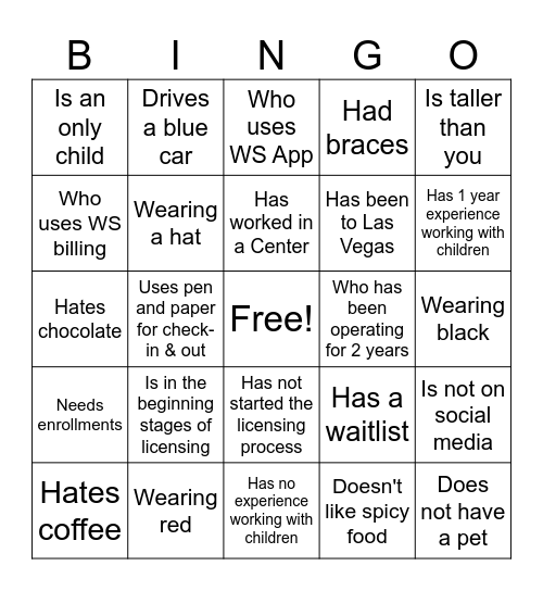 Find some who Bingo Card