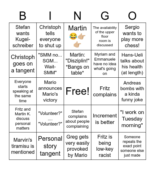 SCS GV Bingo Card