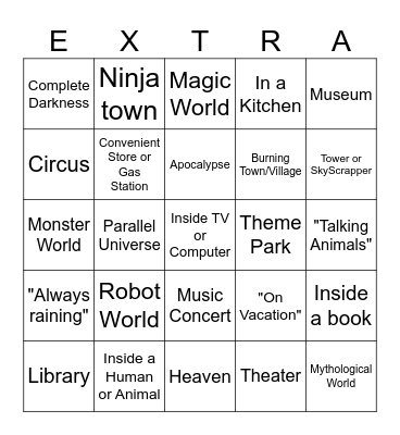 Extra mode Bingo Card