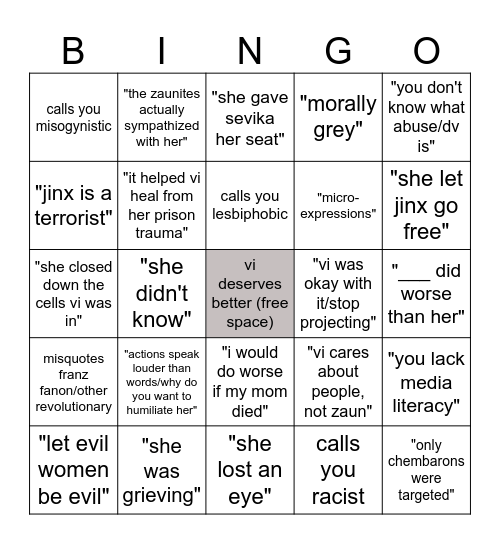 CAITVI STAN DEFLECTION BINGO Card