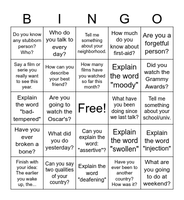 Back to Classes Bingo Card