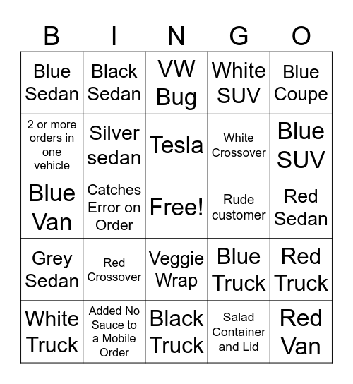 CFA Cash Cart Bingo Card