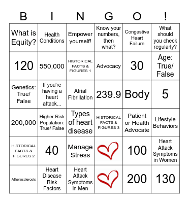 Let's Talk: Bingo, From the Heart Bingo Card