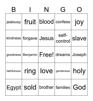 Bible Bingo Card